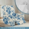 thumbnail image 4 of Renewold Elegant Floral Blue Beige Extra Large Recliner Cover Soft Thick Sofa Protector 4 Pieces Reclining Sofa Slipcover Recliner Seat Cover with Elastic Bottom and Side Pocket, 4 of 8