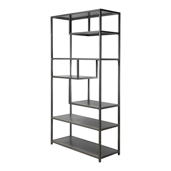 Furniture of America Zin Industrial Metal 6-Shelf Bookcase in Powder Coated Gray