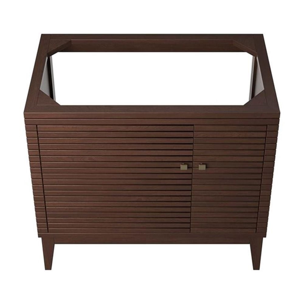 Modway Ledger 36" 2-Door Wood Bathroom Vanity Cabinet in Walnut