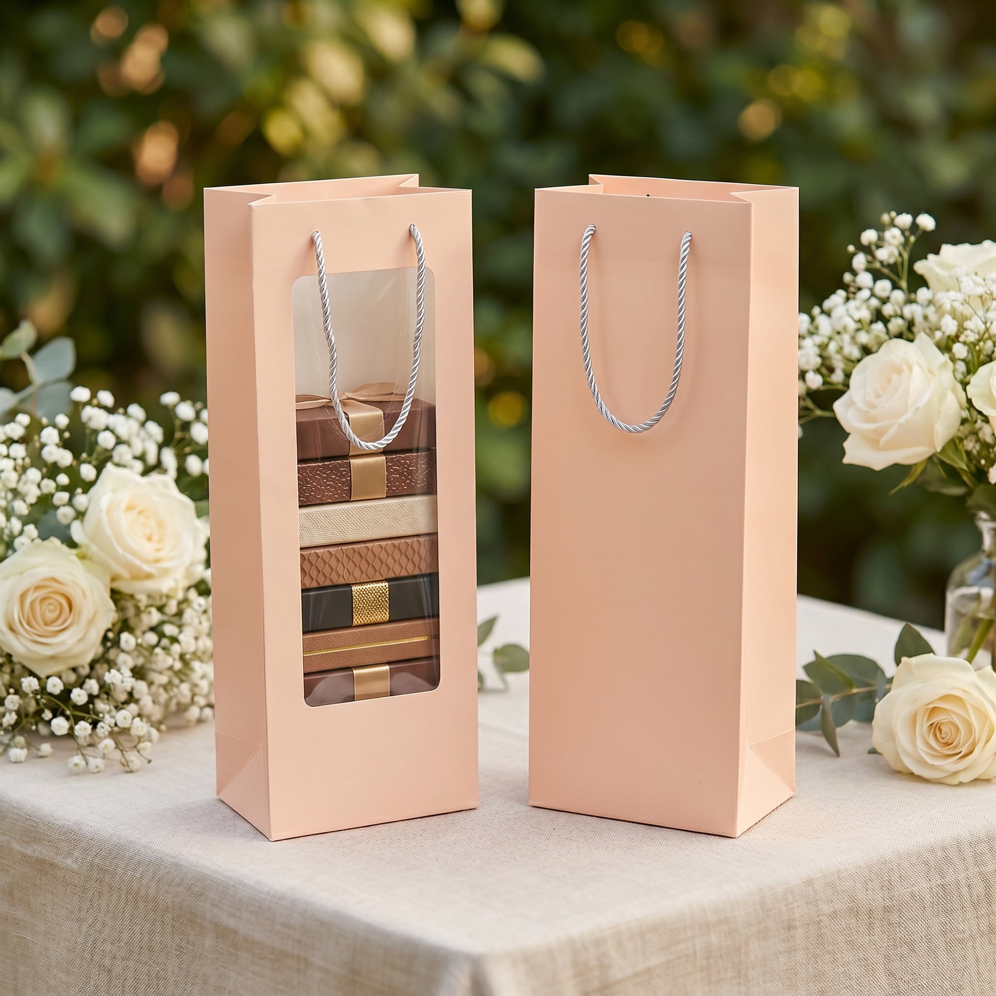 Unique Bargains Gift Bags with Handles to Elevate Gifting Pink 4.9" x 3.3" x 14.2"