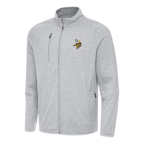 Men's Antigua Heather Gray Minnesota Vikings Hold-Up Tri-Blend Full-Zip Jacket