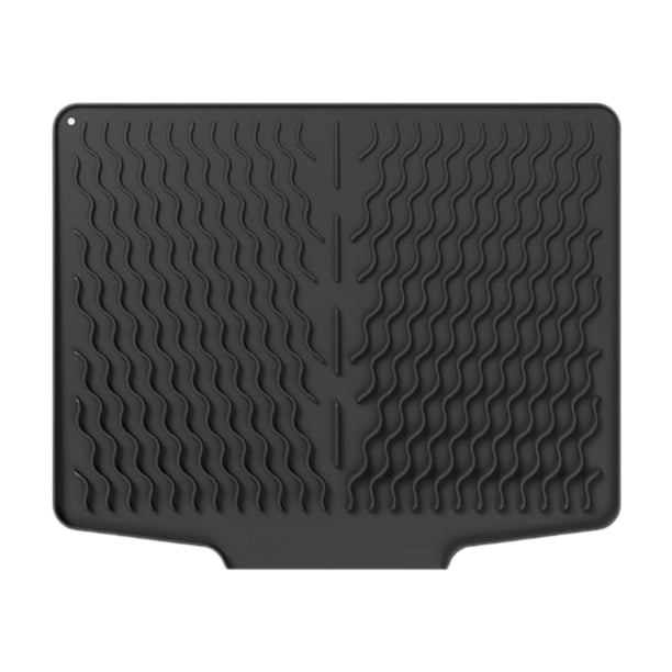 Alfombrilla de silicona para secar platos, fácil de limpiar, protege la superficie del escurridor de platos. Negro