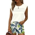 thumbnail image 4 of 2 Piece Short Sets for Women Summer Vacation Outfits Cap Sleeve Tops and Floral Shorts Set Hawaiian Beach Clothes Mint Green S, 4 of 6