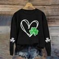 thumbnail image 2 of Bunenne St Patrick Day Sweatshirts Shamrock Sweatshirt St. Day Round Neck Long Sleeved Casual Holiday Printed Hooded Sweatshirt Crew Sweatshirt for Women Black 1 S, 2 of 4