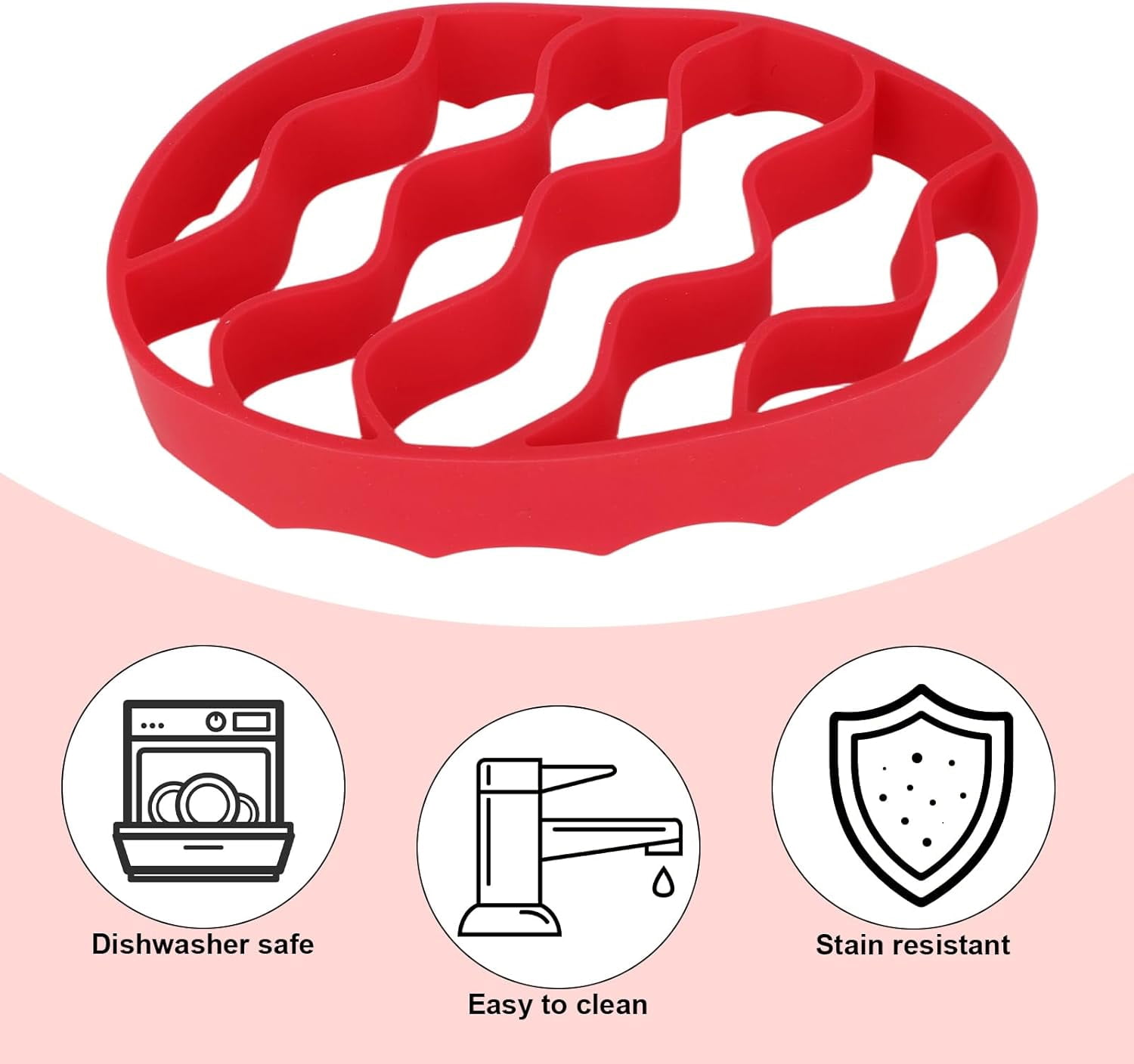 ABCISI 2pcs Silicone Cooker Racks, Oval Silicone Steamer Roasting Cooking Slow Steam Pan Roaster Racks Insert Multi-Use Kitchen Accessories Compatible with Instant Pot 5,6,8 Qt & Most Cookers (Red)