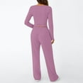 thumbnail image 4 of FUNUONY Women's 2 Piece Sets Fall Outfits Long Sleeve Wide Leg Tracksuits Casual Lounge Set Matching Sets Two Piece Sets Long Sleeve Crop Tops Matching Sets Travel Outfits Pink Xxl, 4 of 6
