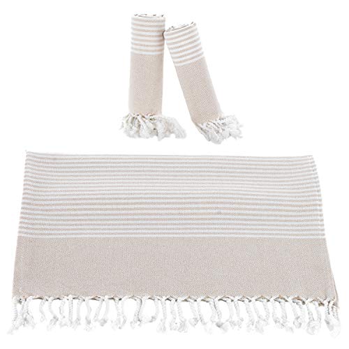 Turkish Hand Towels for Bathroom and Kitchen, 18 x 38 Inches, (Set of 3), Beige - image 2 of 6