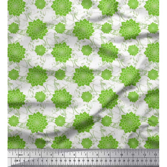 Soimoi Cotton Poplin Fabric Leaves & Floral Artistic Print Fabric by the Yard 56 Inch Wide
