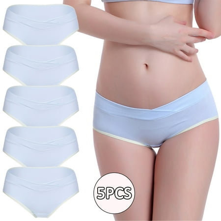 

Miayilima Women s Low Waist Seamless V-Shaped Solid Color Briefs Maternity Panties