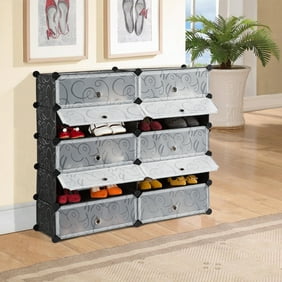 10 Cube Diy Shoe Rack Storage Drawer Unit Multi Use Modular Organizer Plastic Cabinet With Doors Black And White Curly Pattern 10 Cube Diy Shoe Rack Storage Drawer Unit Multi Use Modular Organizer Plastic Cabinet With Doors Black And White Curly Pattern