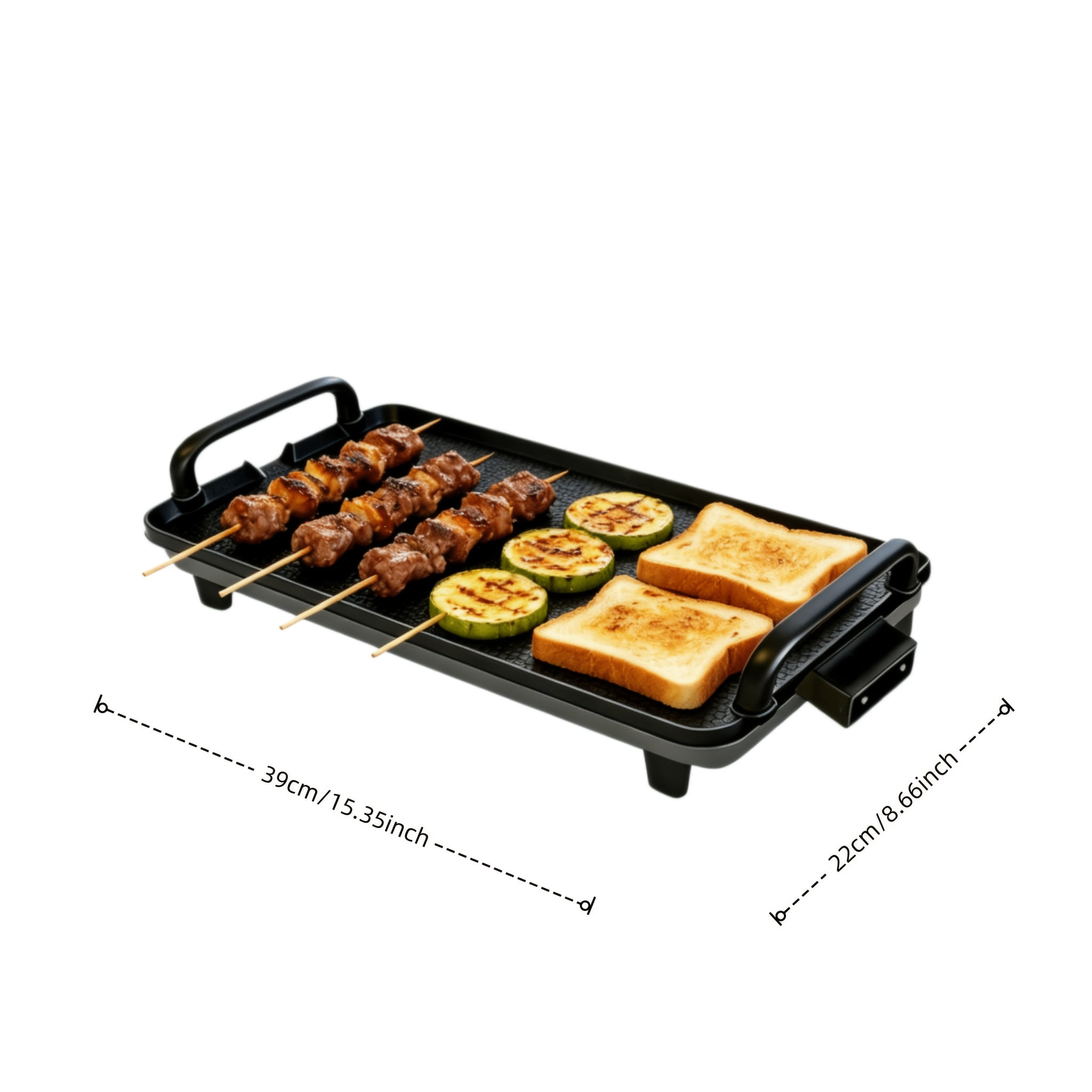 Smoke-Free Electric Grill Pan with Non-Stick Coating, Adjustable Temperature, Indoor BBQ