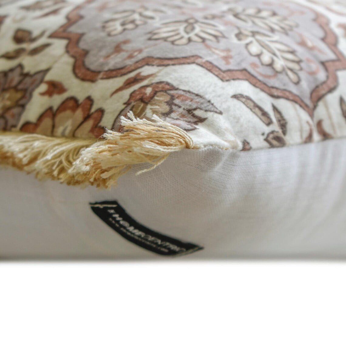 Fall Decorative Throw Pillow cover Beige & Gray 22"x22" (55x55 cm) Velvet Art Deco, Autumn Decor, Fall Decor, Printed, Lace Pillow cover, Floral Modern Style - Autumn Serenade