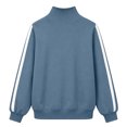 thumbnail image 5 of Mock Neck Sweatshirt Women Fall Fashion Oversized Turtleneck Pullover Side Stripes Long Sleeve Casual Sweatshirts Blue 2XL, 5 of 7