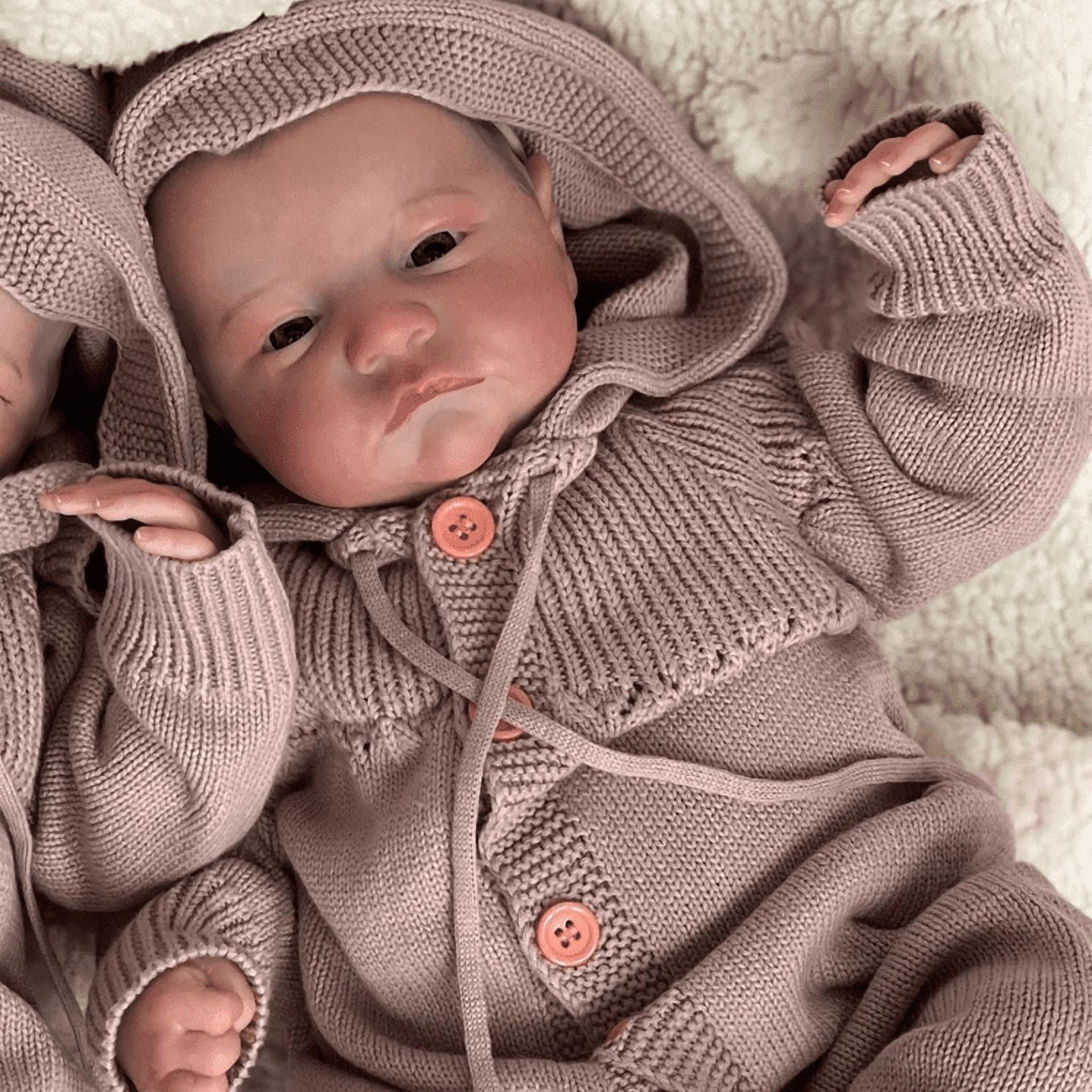 iCradle Newborn Baby Dolls 18 Inch 45 cm Sleeping Realistic Adorable Reborn Baby Doll Twins Cloth Body Xmas Gift Set for Kids Age 3+