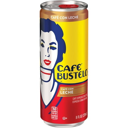 Cafe Bustelo Cafe con Leche Iced Coffee Drinks with Espresso and Milk, 8 Ounce Can
