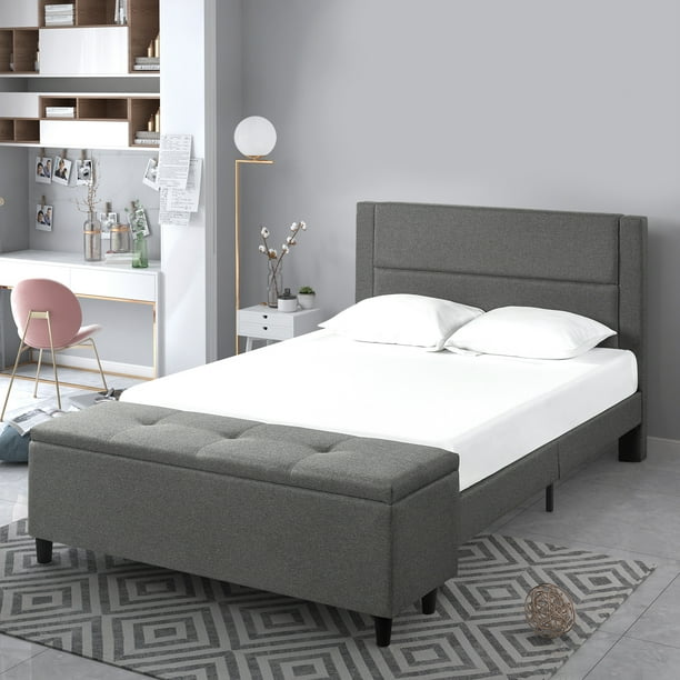 Upholstered Platform Bed With Storage, King Bed Storage Bench