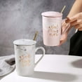 thumbnail image 1 of Taza de Regalo para El Día de La Madre con Tapa y Cuchara | Taza de Cerámica para Café y Té para Mamá | Diseño Floral Rosa o Gris | Incluye Tapa y Cuchara | 12,5 Cm de Alto, 1 of 7