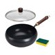 thumbnail image 3 of Wok de hierro de 9,45 pulgadas con tapa para cocina de inducción, sartén para saltear, fondo plano, ideal como regalo de inauguración de la casa,, 3 of 9