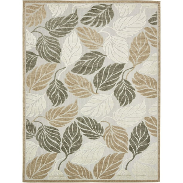 Unique Loom Augusta Indoor/Outdoor Botanical Rug Beige/Ivory 9' x 12' 2 ...