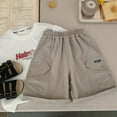 thumbnail image 2 of JFHHQ Boys Cargo Pants Adjustable Waist Joggers Boys Summer Loose Fit Waistband Pants With Wide Cargo Pockets Comfortable Workwear For Outdoor Play Khaki 9-10 Years, 2 of 3