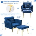 thumbnail image 3 of ACMEASE Velvet Accent Chair with Adjustable Armrests and Backrest,Single Recliner Armchair with Ottoman, Blue, 3 of 7