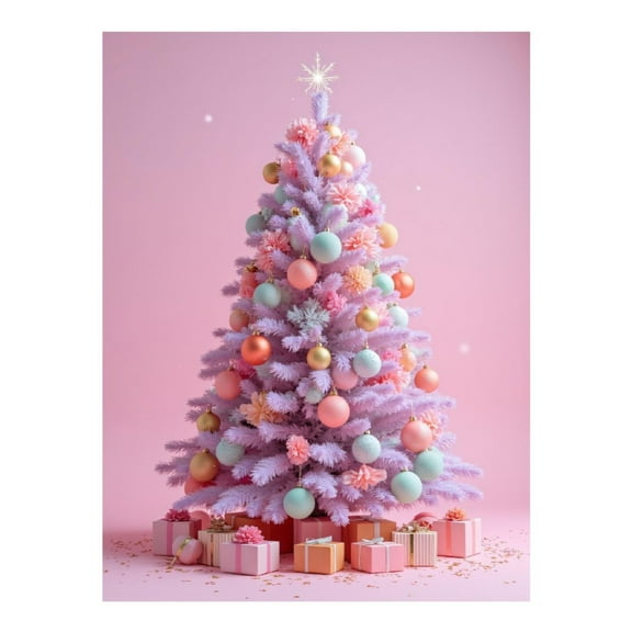 Diamond Art Kit for Adults, Pink Pastel Christmas Tree Decor Diamond Painting for Adults Beginners, 5D DIY Diamond Art Painting Kits, Colorful Diamond Painting Craft for Home Decor 12x16