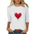 thumbnail image 2 of RKSTN Valentine's Day 3/4 Sleeve Tops for Women Oversized Crewneck Valentines Graphic Print Short Sleeve T Shirt Womens Casual Solid Round Neck Loose Comfy Three Quarter Sleeve Shirt Spring Clothes, 2 of 7