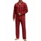 thumbnail image 2 of Pijamas de familia de cuadros con botones de manga larga Inspire Chic para adultos XL en rojo, 2 of 5