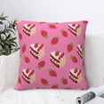 thumbnail image 4 of Pofeuu Strawberry Cake Print Double-sided plush pillowcase Square Throw Pillow Covers Pillows Cover for Living Room Bedroom Sofa Couch Cushion Cover（No pillow core）-16"x16", 4 of 7