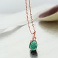 thumbnail image 2 of Gem Stone King 18K Rose Gold Plated Silver Green Malachite and White Created Sapphire Pendant Necklace for Women (2.55 Cttw, Gemstone Birthstone, Oval 9X7MM, with 18 inch Silver Chain), 2 of 3