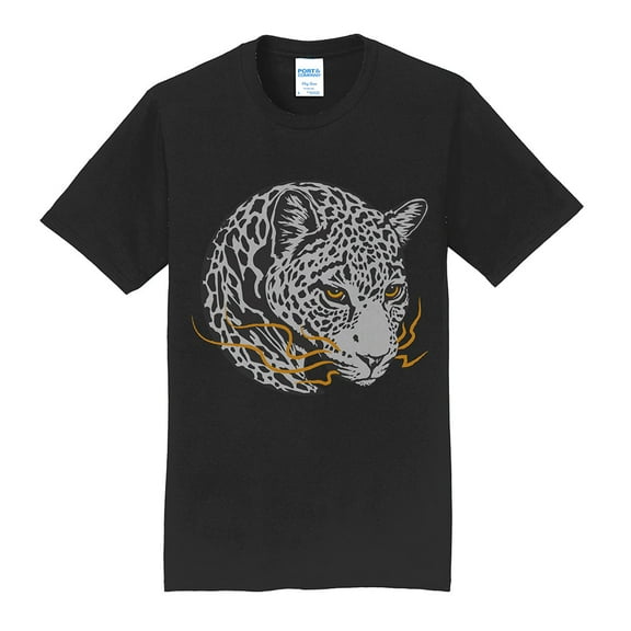 Plus Size Leopard Circular Animal Crew Neck T-Shirt Graphic Shirt - Jet Black XL