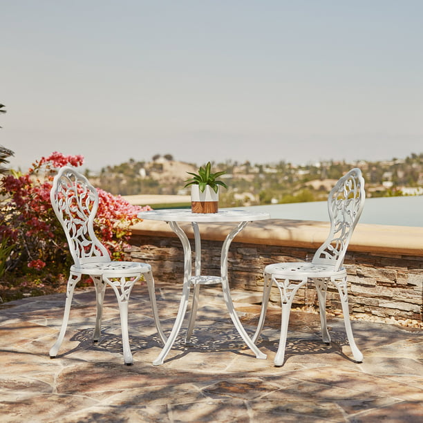 Round Table 2 Chairs Garden Furniture, Belleze Bistro Outdoor 3 Piece Patio Set
