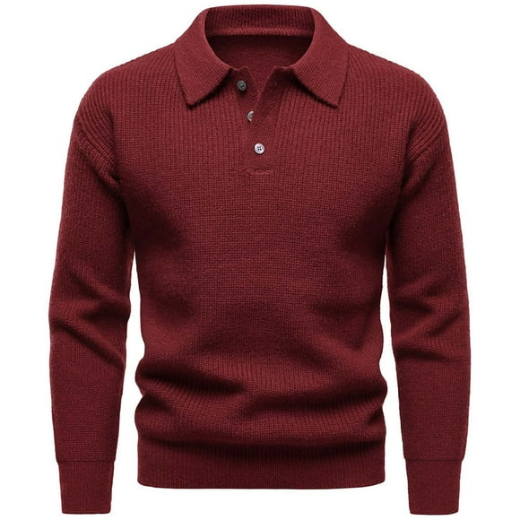 WRKEKC Long Sleeve Shirts for Men Stylish Casual Knit Button Half Open Collared Elastic Sweater Fall Fashion Daily Wear
