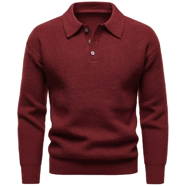 WRKEKC Long Sleeve Shirts for Men Stylish Casual Knit Button Half Open Collared Elastic Sweater Fall Fashion Daily Wear