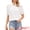 White, variant on DARING DIVA Women's Eyelet Blouse Short Sleeve V Neck Embroidery Dressy Tops XS White