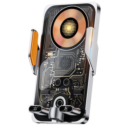 VTIN 66W Fast Car Wireless Charger Frame, Super Fast Charge Car Phone Holder, Automatic Clamping Induction Car Mobile Holder with Touch Electric Sensor LED Light, Charging Phone Holder