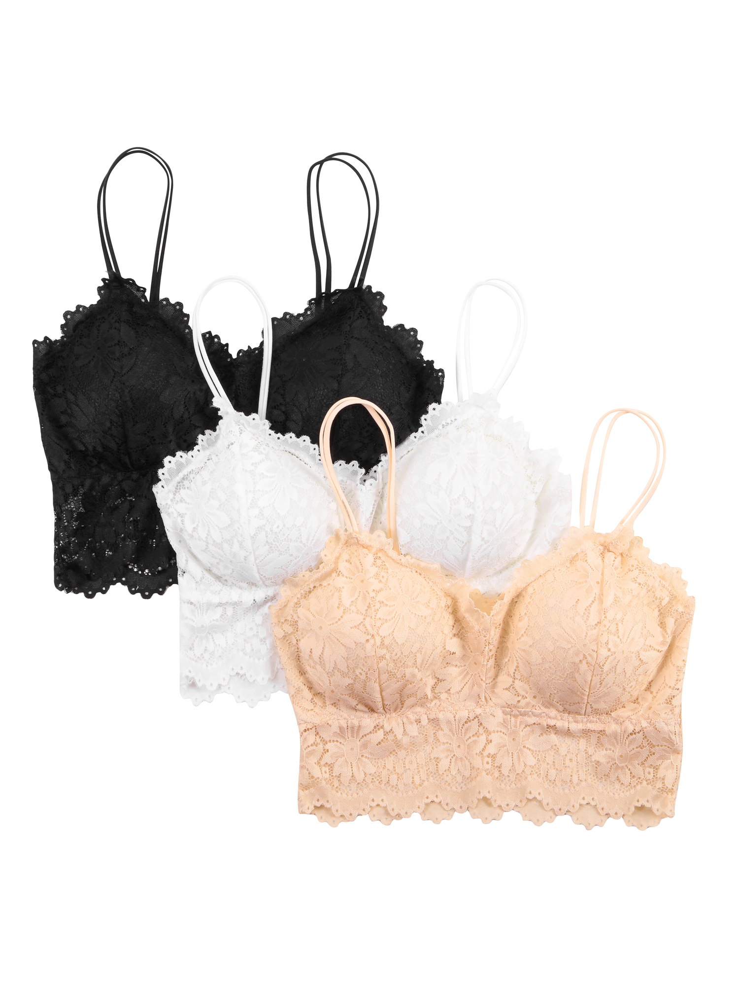 LELINTA 3 Piece Women's Lace Bralettes V Neck Spaghetti Strap