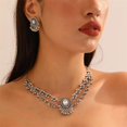 thumbnail image 2 of Vintage Cubic Zirconia Earrings Bohemian Flower Layered Pendant Necklace Jewellery Set for Women Tassel Beaded Boho Wedding Cocktail Party Birthday Christmas Anniversary Unique Jewelry Gifts, 2 of 6