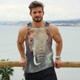 thumbnail image 6 of KLL Elephant in Smoke Print Men's Muscle Gym Workout Stringer Tank Tops Bodybuilding Fitness T-Shirts Tank Tops Men-Medium, 6 of 7