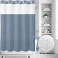 thumbnail image 2 of No Hook Shower Curtain, Blue Pure Color Shower Curtains for Bathroom with See Through Top Window, Aesthetics Contemporary Luxury Waterproof & Washable Bath Curtain Stall 48"x72", 2 of 9
