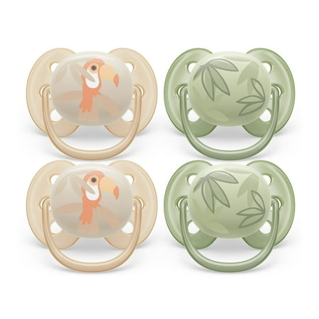 Philips Avent Ultra Soft Pacifier - 4 X Soft and Flexible Baby Pacifiers For Babies Aged 0-6 Months, Bpa Free with Sterilizer Carry Case (Model SCF091/24)