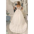 thumbnail image 4 of Drtj Girls Off-Shoulder Lace & Tulle Flower Girl Dress – Elegant Wedding Pageant Gown, A-Line Floor-Length (Ages 2-16), 4 of 5