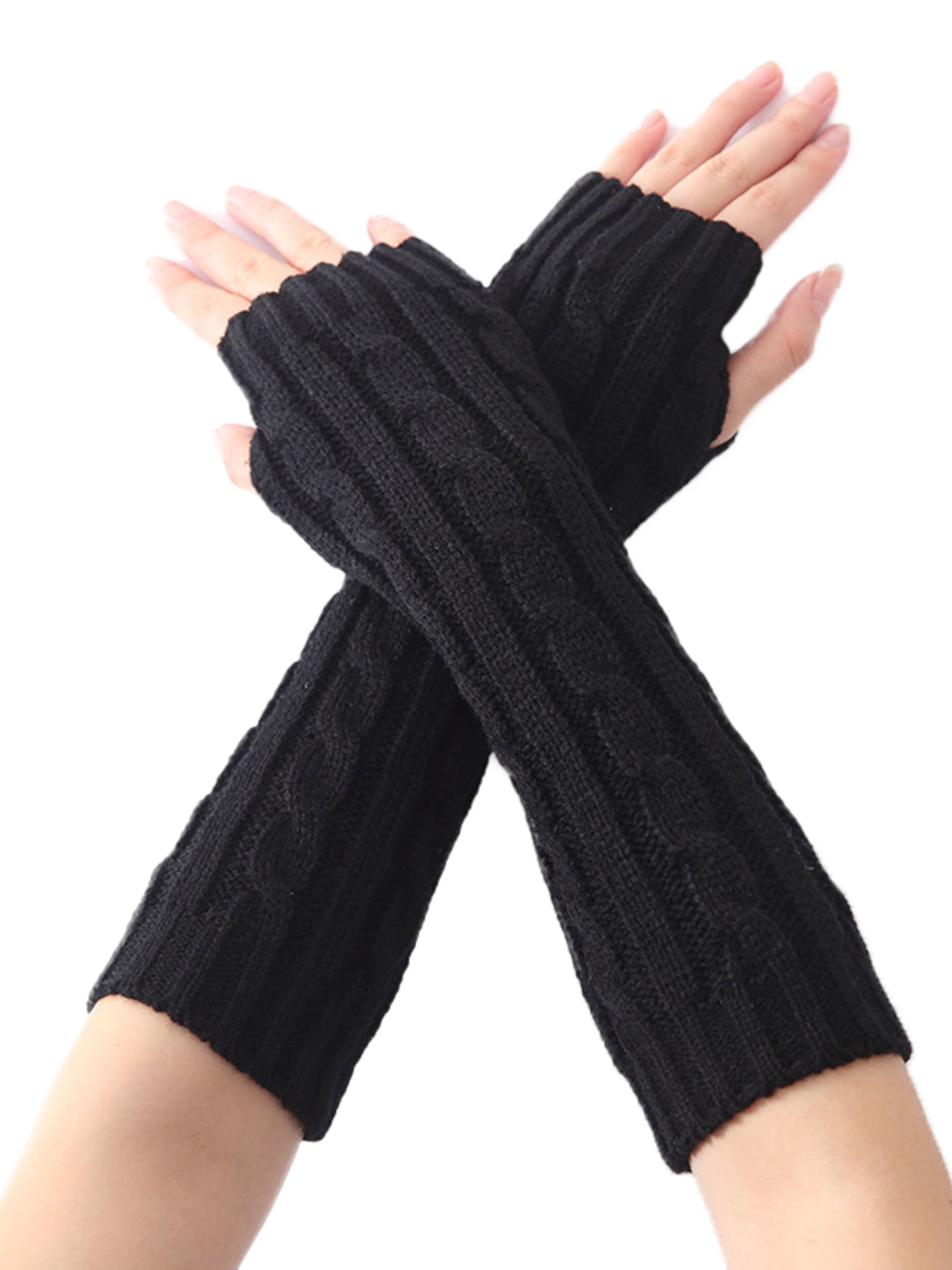Women's Winter Fingerless Gloves Wrist Hand Arm Soft Warmer Knitted