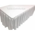 thumbnail image 1 of 5' Ft. Fitted Tablecloth Double Pleated Polyester Table Skirt Cover W/top Topper White, 1 of 4