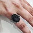 thumbnail image 4 of Rough Black Tourmaline Mans Ring, Natural Black Tourmaline, Silver Jewelry, 925 Silver Ring, Birthday Gift, Heavy Mens Ring, Arabic Design, Ottoman Style Ring, Christmas, Turkey Mens Signet Ring, 4 of 7