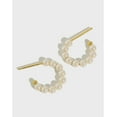 thumbnail image 2 of 925 Sterling Silver Small Pearl Hoop Earrings for Women, 2 of 7