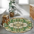 thumbnail image 4 of Green Boho Round Rugs 3.3ft, Vintage Ethnic Tribe Southwestern Non Slip Washable Rug Runner, Low Pile Indoor Floor Carpet Mat Bathroom Rugs for Living Room, Bedroom, Kids Room, 4 of 9
