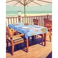 thumbnail image 2 of Outdoor Tablecloth with Umbrella Hole,Blue Ocean Conch Shell Starfish Spillproof Waterproof Table Cloth Zippered Table Covers,Gradient Fish Scale Sketch Sea Life Washable Tablecloths for Picnic/Patio, 2 of 6