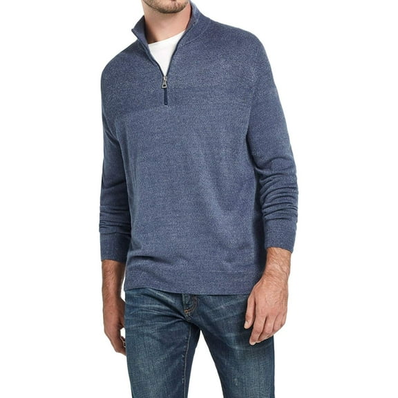 Weatherproof Vintage Men’s Soft Touch Quarter-Zip Sweater, Blue, Small