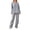 Light Grey, variant on Women 2pcs Pajamas Set Loose Long Sleeve Pullover Shirt and Casual Elastic Pants Sleepwear (S-XXXL)